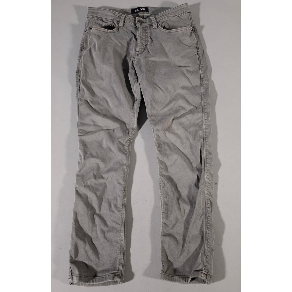 DU/ER No Sweat Relaxed Taper Pants Mens 32x30 Green Performance Casual Trousers